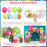 158Pcs Tropical Balloon Arch Garland Kit, Hawaiian Luau Aloha Flamingo Party Decorations Olive Green Hot Pink Orange Rose Gold Confetti Balloons Palm Leaves Birthday Baby Shower Summer Beach Supplies