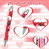 48 Pcs Valentines Day Pens Bulk Valentine'S Day Ballpoint Pens Retractable Heart Black Gel Ink For Wedding Party Exchange Gift Office Supplies
