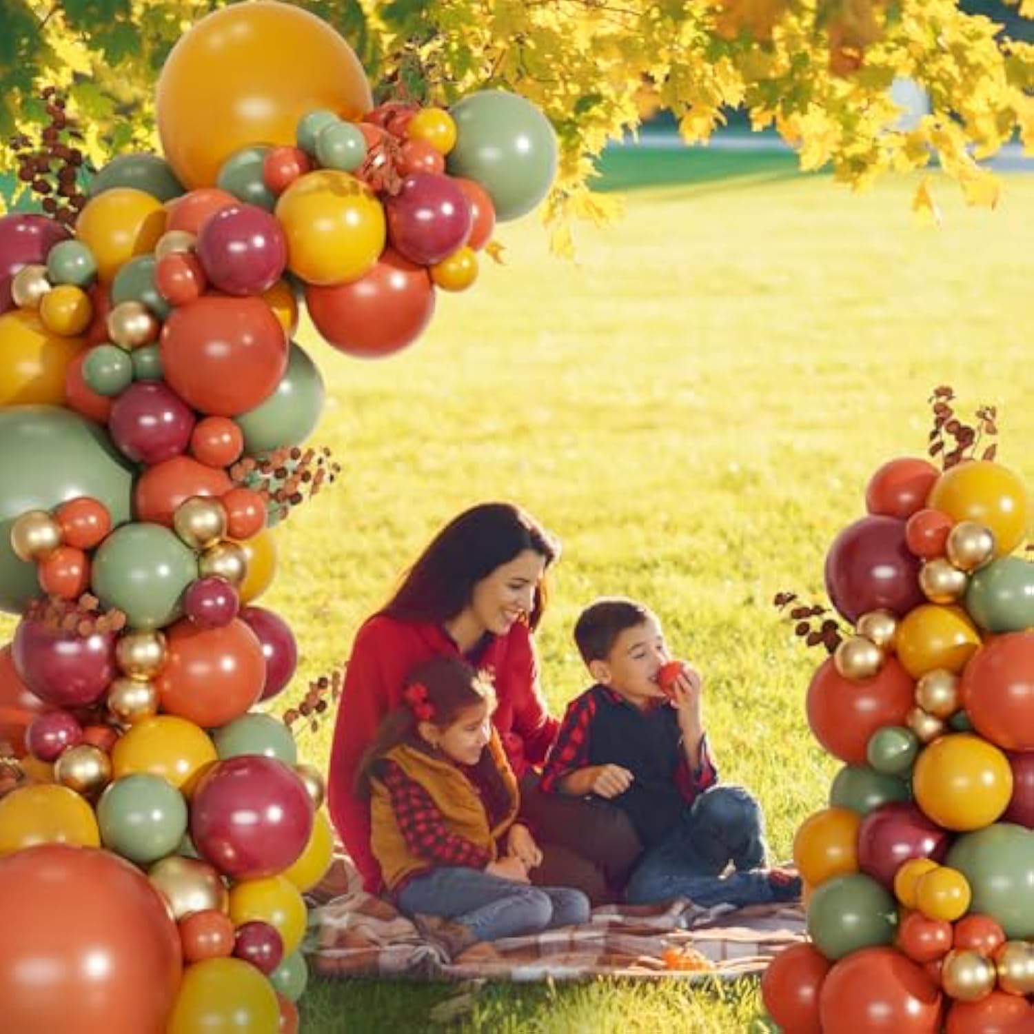 139Pcs Fall Balloon Arch Kit Orange Maroon Green Yellow Gold for Thanksgiving Party