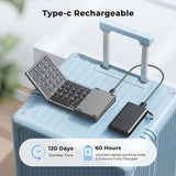 Foldable Bluetooth Keyboard, Wireless Portable Keyboard With Numeric Keypad, Rechargeable Pocket-Sized Travel Keyboards For Windows, Ios, Android Smartphone, Tablet, And Laptop, Support 3 Devices