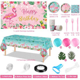 171 Pcs Flamingo Birthday Party Supplies 16 Sets Tropical Hawaiian Party Decorations Include Napkins Plates Cups Spoons Forks Knife Balloons Leaves Backdrop Tablecloth For Girls Boys Kids