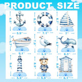 Nautical Baby Shower Table Centerpieces – 12PCS Ocean Sailor Boy Decorations for Blue Baby Shower or First Birthday, Whale Boat Lighthouse Nautical Party Decor