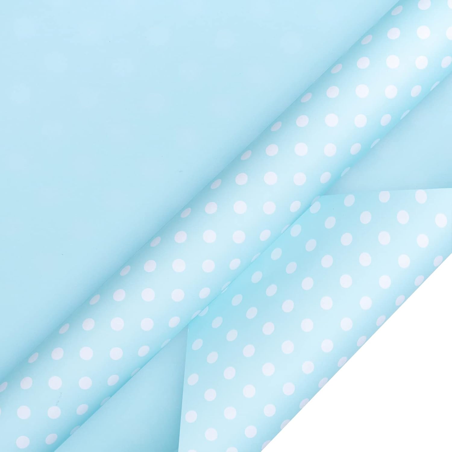 30 Inch Reversible Baby Blue Wrapping Paper - Blue And Polka Dot Wrapping Paper For Birthday, Baby Boy, Baby Shower, Wedding, Bridal Shower - 30 Inch X 33 Feet