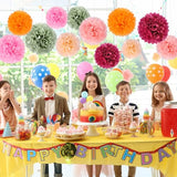 16 PCS Red Green Party Decorations Tissue Paper Flowers Pom Poms Decorations for Girl Groovy Birthday Baby Shower Wedding Bachelorette Room Wall Hanging Décor