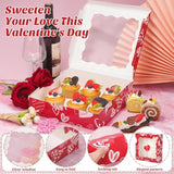 24 Packs Heart Cookie Boxes 10 X 10 X 2.5 Inches Heart Bakery Treat Boxes With Pvc Window Cupcake Treat Boxes With Heart Cards Favors For Wedding Cooking Party