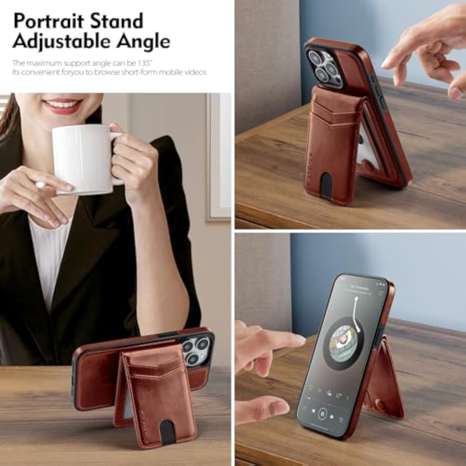 For Compatible Magsafe Magnetic 2 In 1 Detachable Iphone 13 Pro Max Wallet Case With Card Holder,For Women Men,Pu Leather Rfid Blocking Credit Slots Kickstand,For Apple 13 Pro Max,Brown