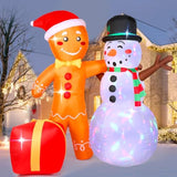 Christmas Inflatables Outdoor Decoration, Cute 6 Ft Snowman Gingerbread Christmas Decorations, Build-In Leds, Stable Chr