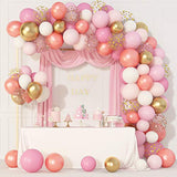 164Pcs Rose Gold Pink Balloons Garland Arch Kit Light Pink Gold White Confetti Latex Metallic Balloons For Birthday Decorations Baby Shower Wedding Graduation Mothers Day Party Decorations