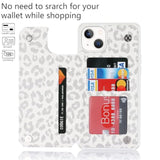 Compatible With Iphone 13 Case With Card Holder, For Iphone 13 Wallet Case For Women Men, Stand And Strap,Leopard Grain Shockproof Protective-White