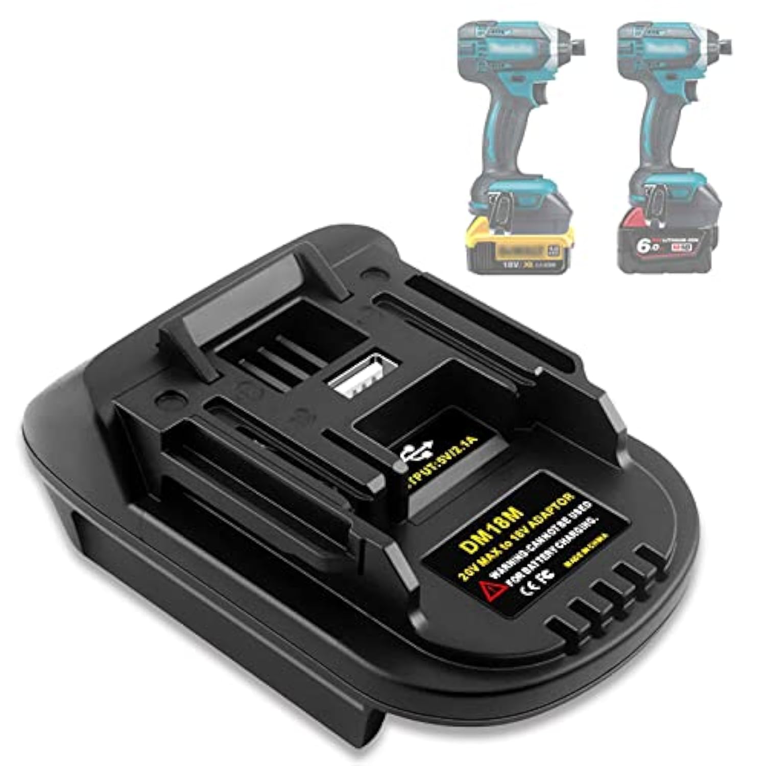 Dm18M Battery Adapter Compatible For Dewalt 18V-20V & For Milwaukee 18V M18 Lithium Batteries, Work Compatible With Makita 18V Cordless Power Tools, With Usb Output Port