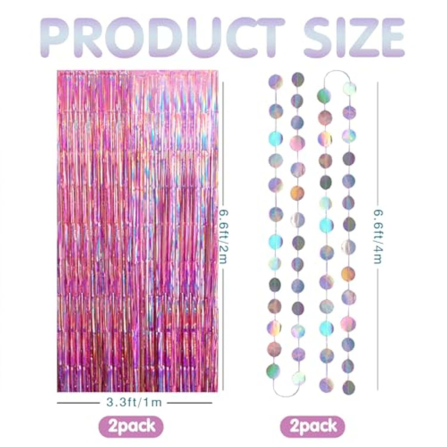 Pink Fringe Garland Set – 4pcs Tinsel Backdrop & Party Streamers