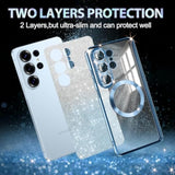 Galaxy S26 Ultra Case with MagSafe Compatible Clear Magnetic Glitter Gradient Sparkle Luxury Plated Soft TPU Bumper Full Camera Lens Protector for Samsung Galaxy S26 Ultra 5G Blue
