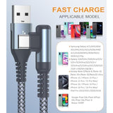 Usb C Cable Right Angle [3-Pack, 10Ft+6.6Ft+3.3Ft], Usb Type C Charger Fast Ch