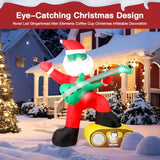 6Ft Christmas Inflatables Decorations Outdoor?Blow Up Santa Claus With A Guitar With Built-In Leds Lights For Indoor Hol
