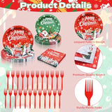 100 Pcs Christmas Tableware Party Supplies – Disposable Merry Christmas Dinnerware Set With Paper Plates, Napkins, And Utensils For Holiday Party, Winter Celebration – Serves 25