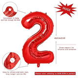 40-Inch Red Number 2 Balloon Large Foil for Birthday Anniversary Party Decor