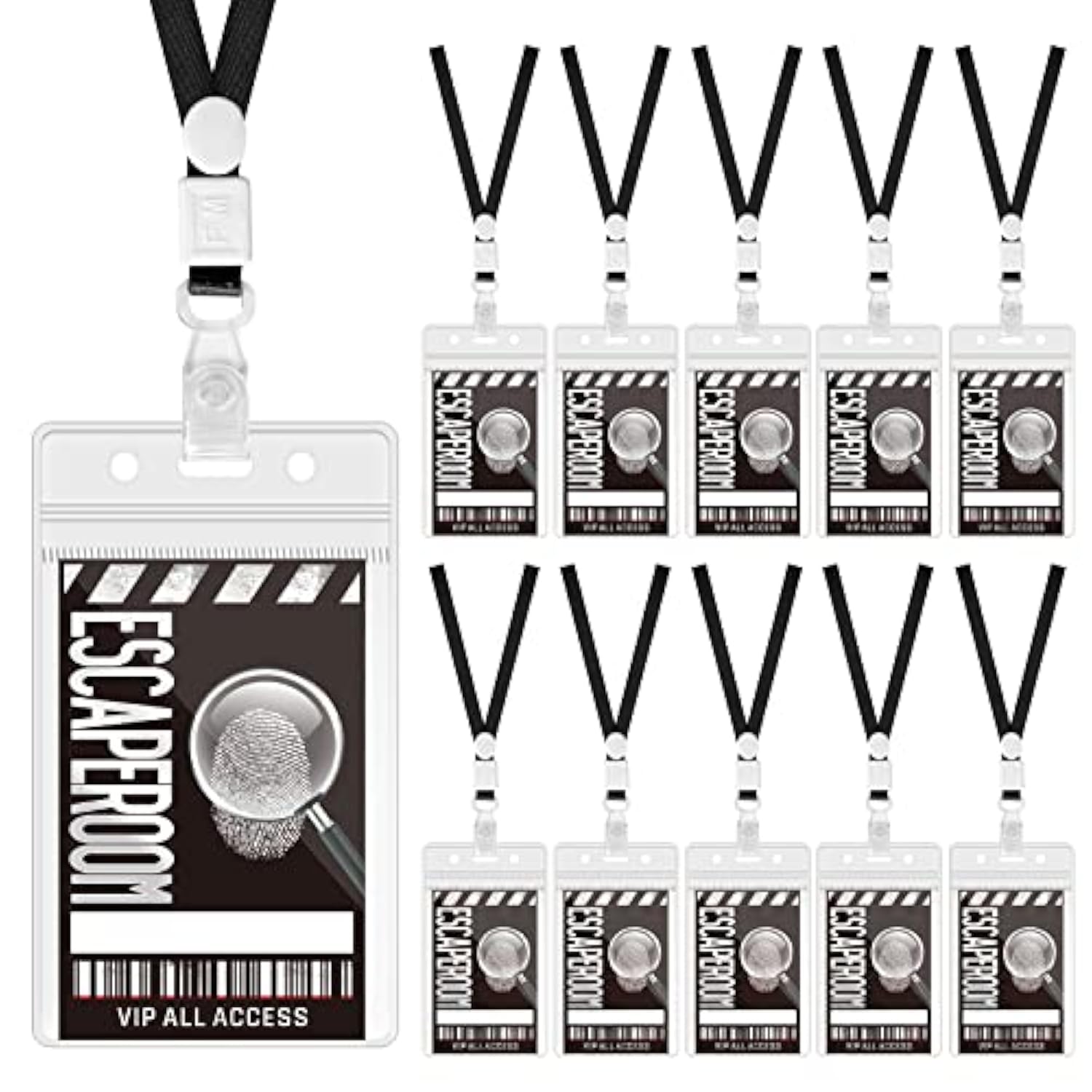 Top Secret Party Favors Escape Room Mystery Id Pass Set, 10 Pieces, Pvc Material, 2.1 X 3.3 Inch