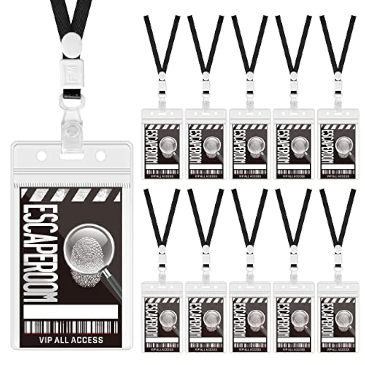 Top Secret Party Favors Escape Room Mystery Id Pass Set, 10 Pieces, Pvc Material, 2.1 X 3.3 Inch