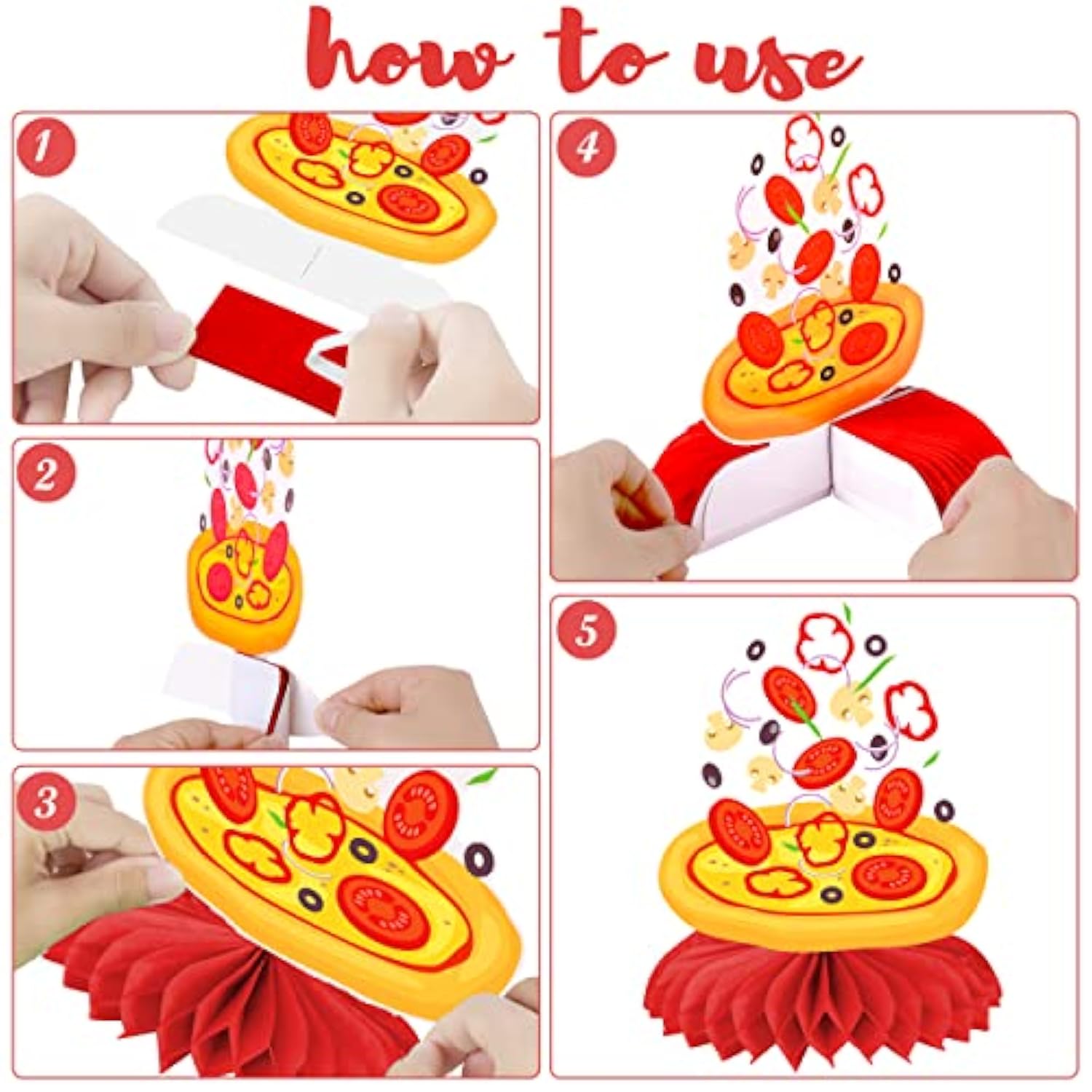 Pizza Party Honeycomb Centerpieces Pizza Table Decorations 11Pcs Pizza
