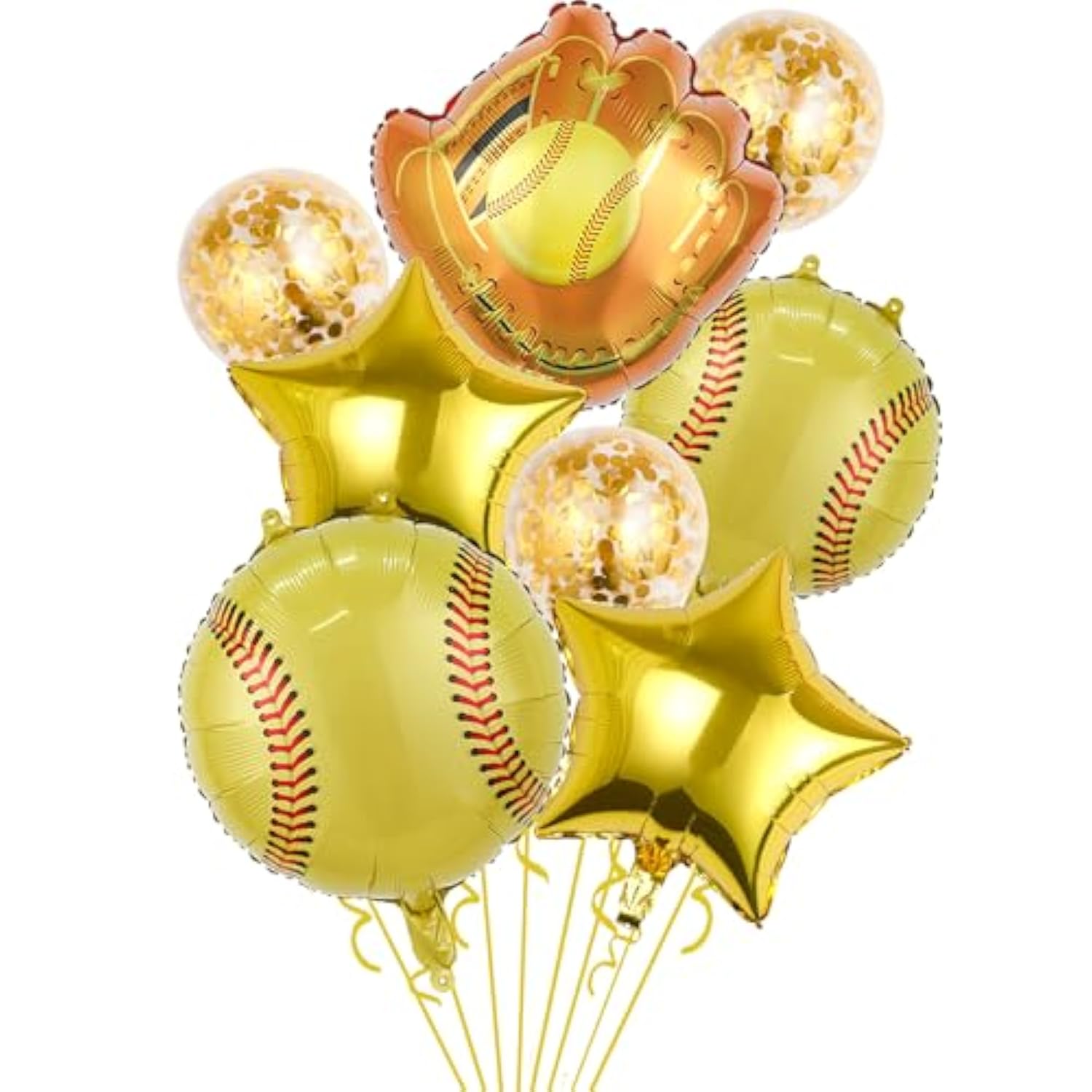 8Pcs Softball Party Balloons,Softball Glove Foil Balloons,Confetti Balloon For Gender Reveal Baby Shower Decoration,Sports Theme Boys Girls Birthdays Party Supplies