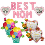 13 Pcs Happy Mother's Day Balloons Mother's Day Party Decorations Heart shapeLove You Balloons for Rose flower Best Mom Thematic Birthday Party Decorations