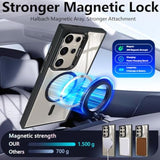 Designed For Samsung Galaxy S24 Ultra Case, Black | Magnetic Compatible With Magsafe | Built-In Stand & Camera Lens Protector | Anti-Yellowing & Scratch-Resistant Crystal Clear Back Cover