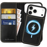 SHIELDON Detachable Wallet Case for iPhone 17 Pro Max 6.9" Retro Black