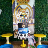 Madrid Soccer Cf Soccer Theme Party Supplies With Happy Birthday Banner, Cake Topper, Cupcake Toppers, Foil Balloons For Fans Adults Party Favors