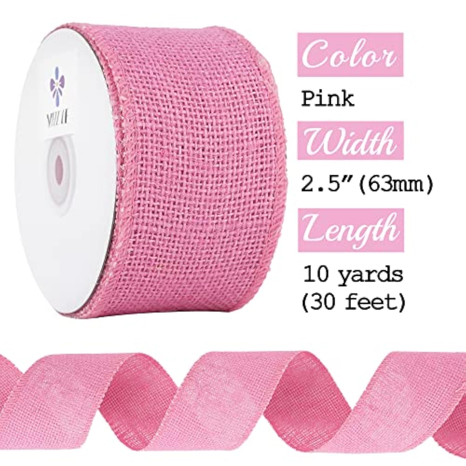 Pink Burlap Ribbon 2.5 Inch Natural Jute Burlap Ribbon Light Pink Ribb