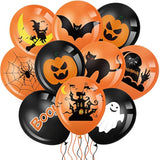 45Pc Halloween Balloons – 12" Black & Orange with Pumpkin, Ghost and Bat Designs