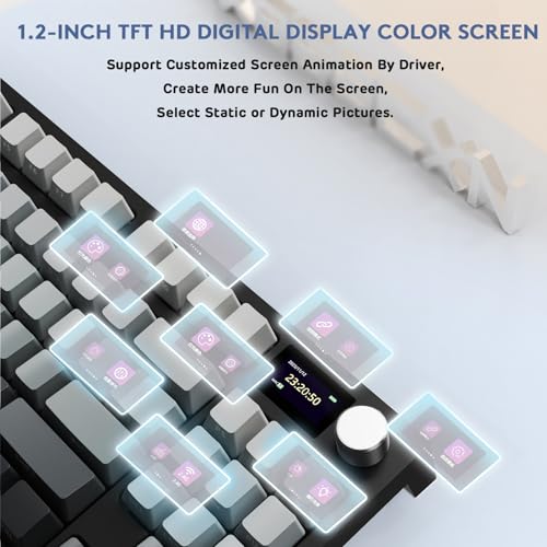 K86 Rgb 75% Wireless Gasket Mechanical Keyboard,3-Mode Bluetooth5.0/2.4G/Usb-C Hot Swappable Gaming Keyboard Side Print Keycaps,4000 Mah Battery Knob&Display,Linear Switches-Moonlight