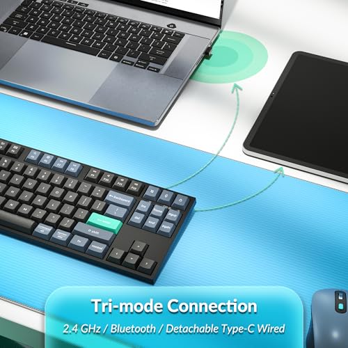 B33 2.4 Ghz Wireless Bluetooth Keyboard Silent Typing 80% Tkl Layout Launcher Support Ergonomic Angle Compatible For Mac Windows Linux-Deep Black