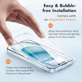 3-Pack Screen Protector For Iphone 15, Double Shatterproof Tempered Glass [Easy Installation Frame] [9H Hardness] [99.99% Hd Clear] [Case Friendly] For Iphone 6.1 Inch