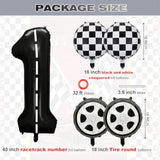16pcs Race Car 1st Birthday Balloons & Banner Set, Fast One Theme Decor