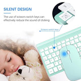 Wireless Keyboard And Mouse Ultra Slim Combo, 2.4G Silent Compact Usb 2400Dpi Mouse And Scissor Switch Keyboard Set With Cover, 2 Aa And 2 Aaa Batteries, For Pc/Laptop/Windows/Mac - Mint Green
