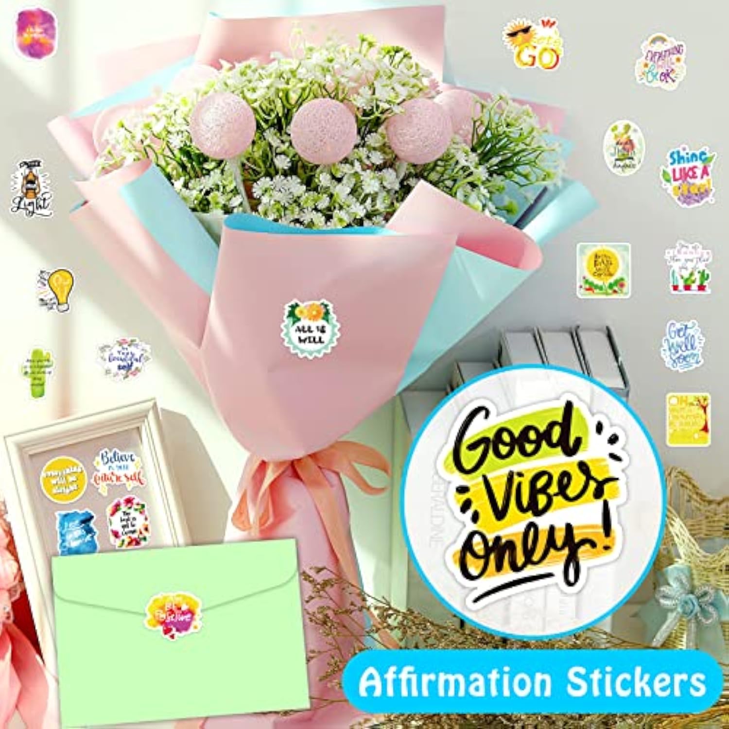 800Pcs Inspirational Quote Stickers For Envelope Seal, Thank You Card Christmas Card, Gift Box, 40Sheets Motivational Stickers For Encouraging Kids, Teens, Friends, Teachers, Affirmation Sticker