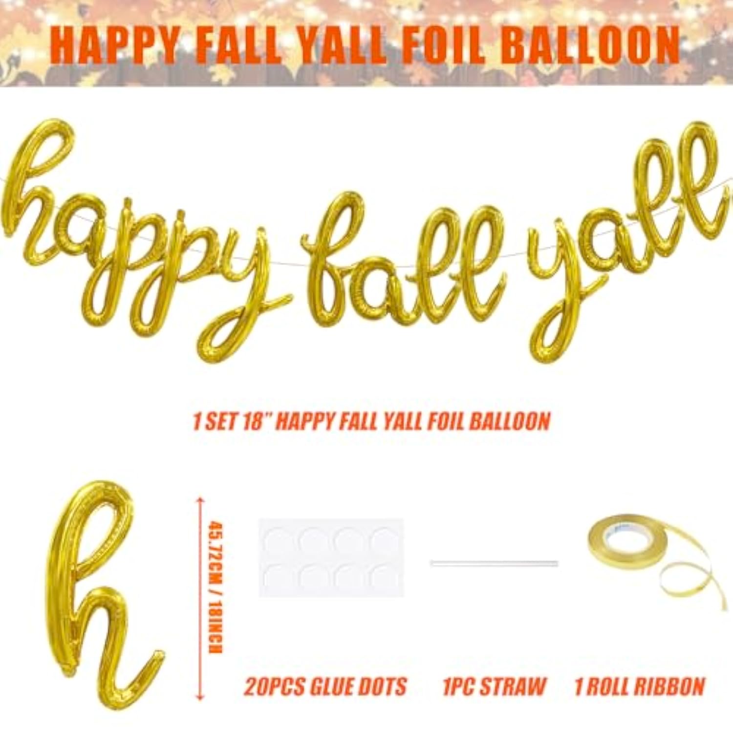Happy Fall Yall Gold Letter Balloons 18 Inch Thanksgiving Party Decorations Garland