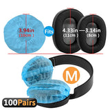Geekria 100 Pairs Disposable Headphones Ear Cover for Bose QC45, Sony MDR-7506, WH-1000XM6, Beats Studio PRO, Soundcore Anker Life 20, Hygienic Ear Cushion Protector (M/Blue)