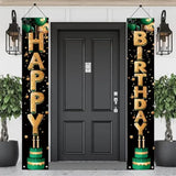 2 Pcs Happy Birthday Banner Decorations For Men Women Boys Girls Black Green Party Decorations Door Porch Sign Welcome Happy Birthday Party Supplies Hanging Backdrop Decor