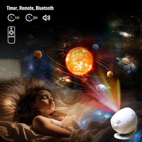 Galaxy Star Projector Upgraded 4K Hd Lens - Wider Sharper Projection, 13 Nebula Theme Discs, 15 Sleep Aid White Noise, Remote, 1/2/Timer, Bluetooth Play, Valentines Day Gifts For Kids, White