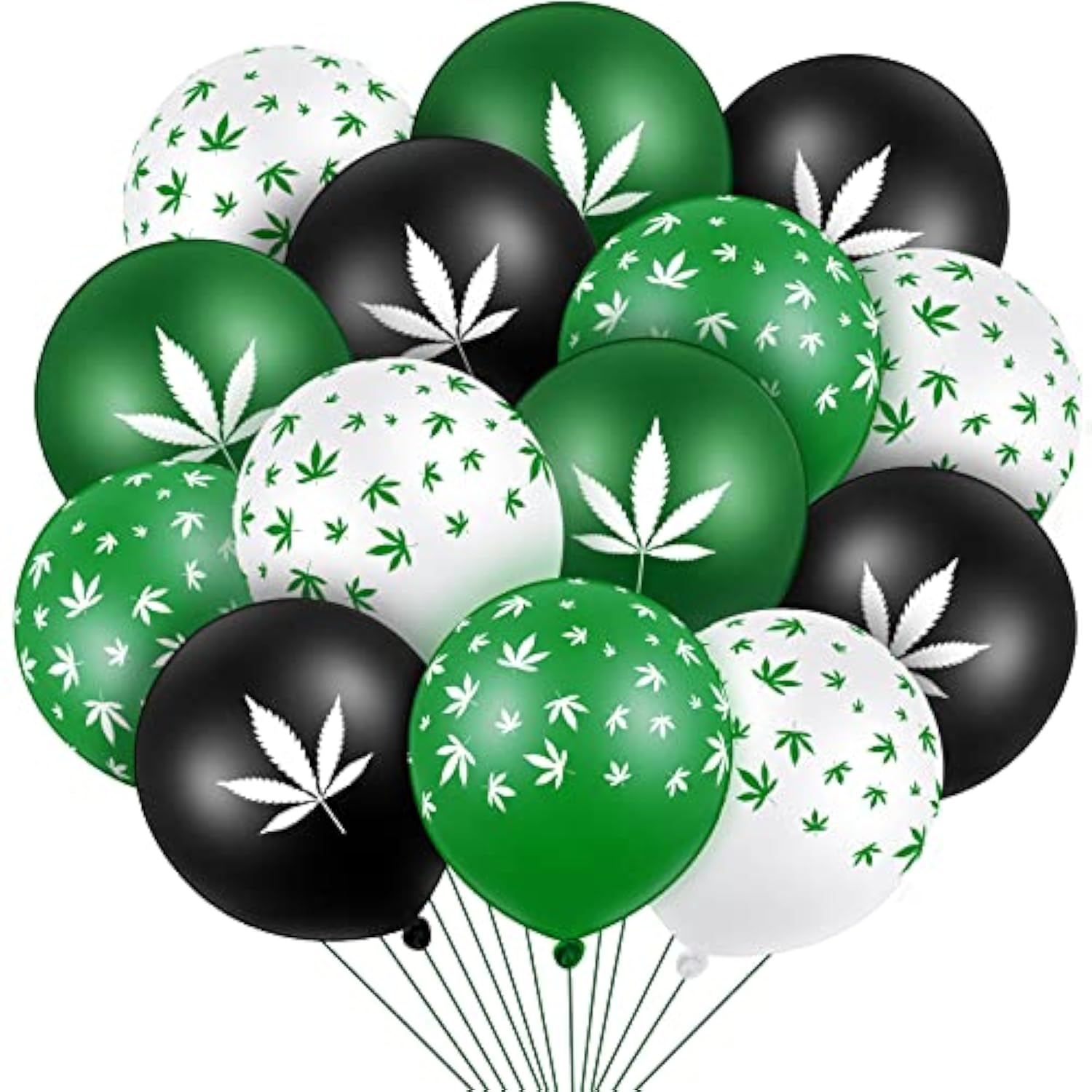 48-Piece 420 Weed Party Balloons Pot Leaf Latex Decor for Birthday & Celebration