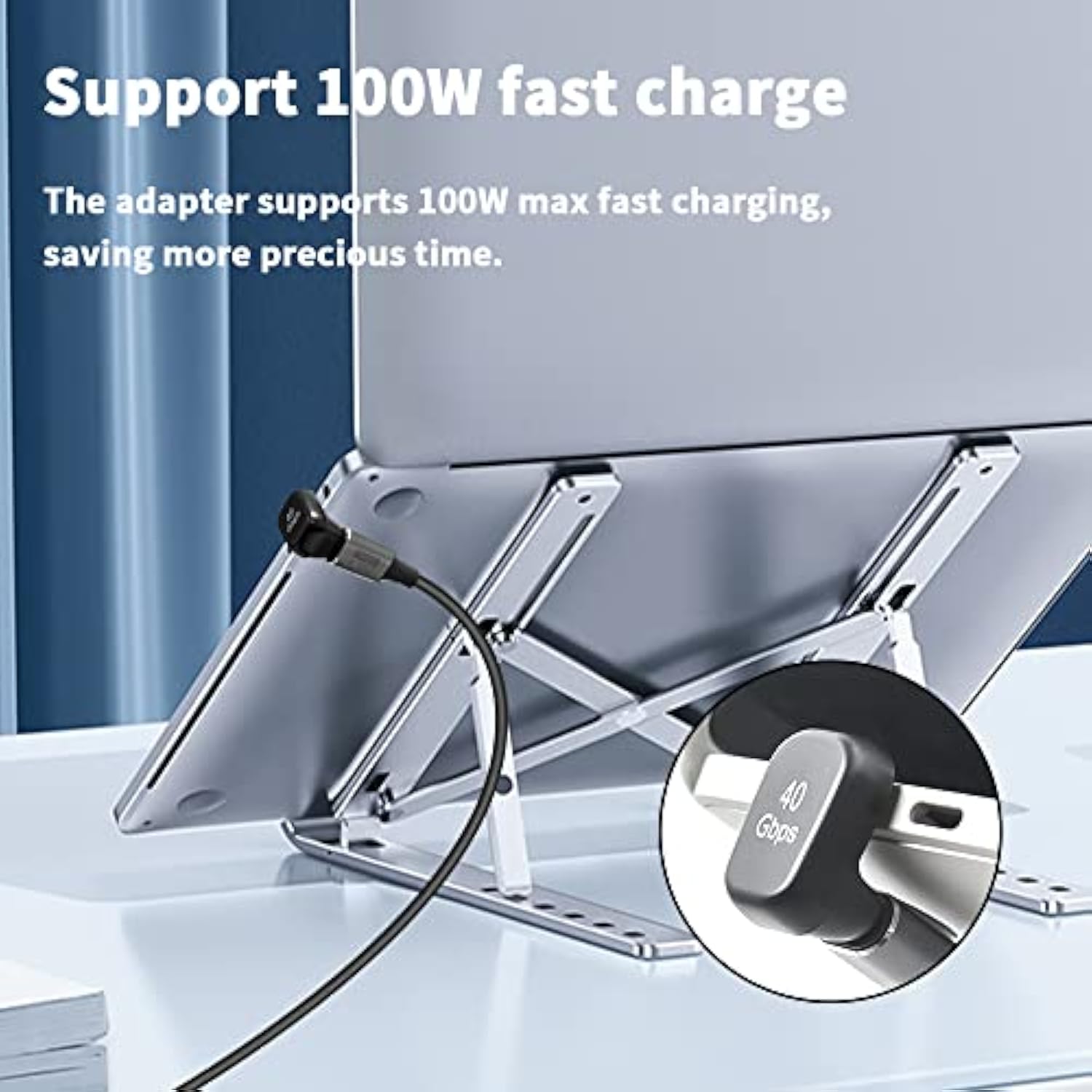 Usb C 180 Degree Adapter (1 Pack), U Shape Usb C Adapter 40Gbps, Usb Type C Ma