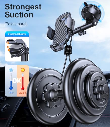 Car Phone Holder Mount?Strongest Suction? Universal 360° Dashboard Phone Holder for Car Jeep Truck Phone Mount Cell Phone Holders for Your Car Gifts