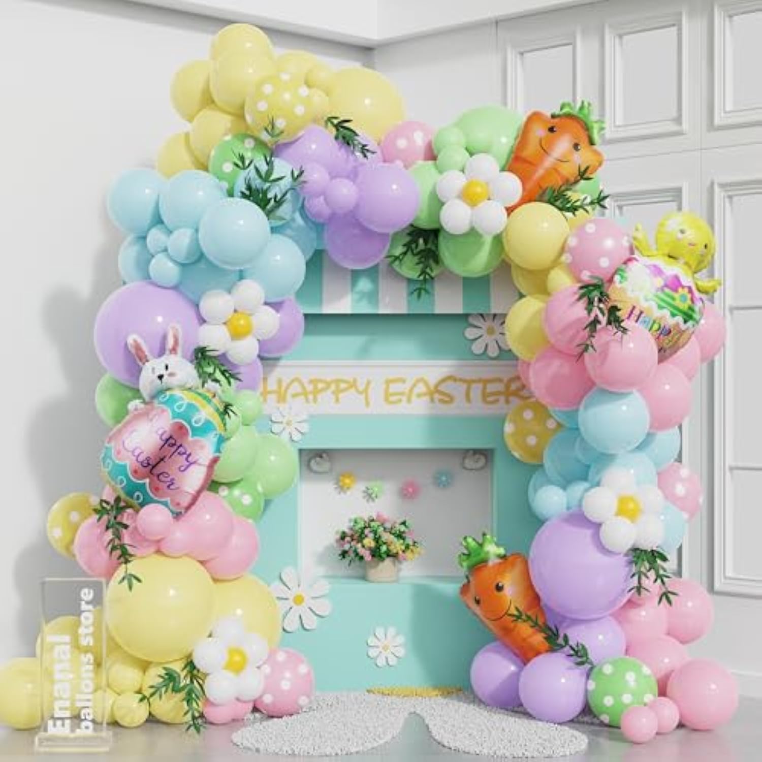 Easter Balloon Garland Arch Kit,151Pcs Pastel Balloon Arch With Bunny Carrot Chick Egg Foil Balloons For Easter Party Supplies Spring Baby Shower Decorations