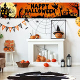 Happy Halloween Banner Large 98.4x19.6 Inch Black Orange Yard Sign Outdoor Decor