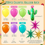 158Pcs Mexican Fiesta Balloon Garland Arch Kit With Yellow Hot Pink Lime Green Orange Purple Teal Foil Balloons For Mexican Fiesta Birthday Party Decorations