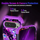 For Google Pixel 9 Case/Pixel 9 Pro Case,Glow In The Dark Three Layer Heavy Duty Shockproof Full Body Protection Hard Plastic Bumper+Soft Silicone Case For Google Pixel 9/9 Pro,Dark