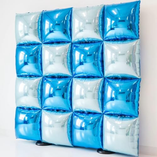 Navy Blue Square Foil Balloons Wall Tunnel Backdrop Flat Double Sided Mylar Balloon Arch Garland Kit For New Year's Eve Winter Wonderland Graduation Birthday Party Background Decorations