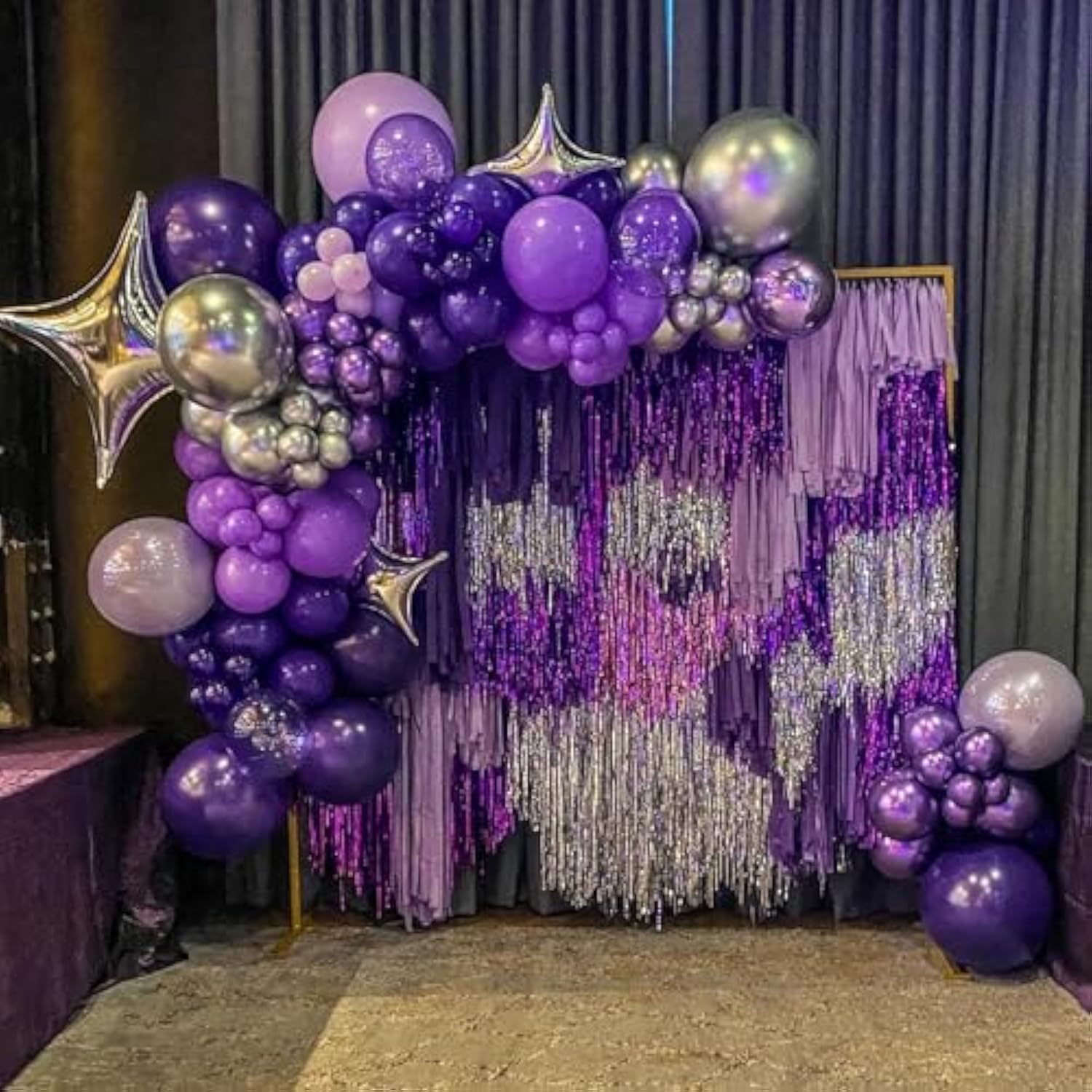 Purple Balloon Garland Arch Kit - 134Pcs Mixed Size Purple & Silver Balloons For Birthday, Wedding & Baby Shower Decorations