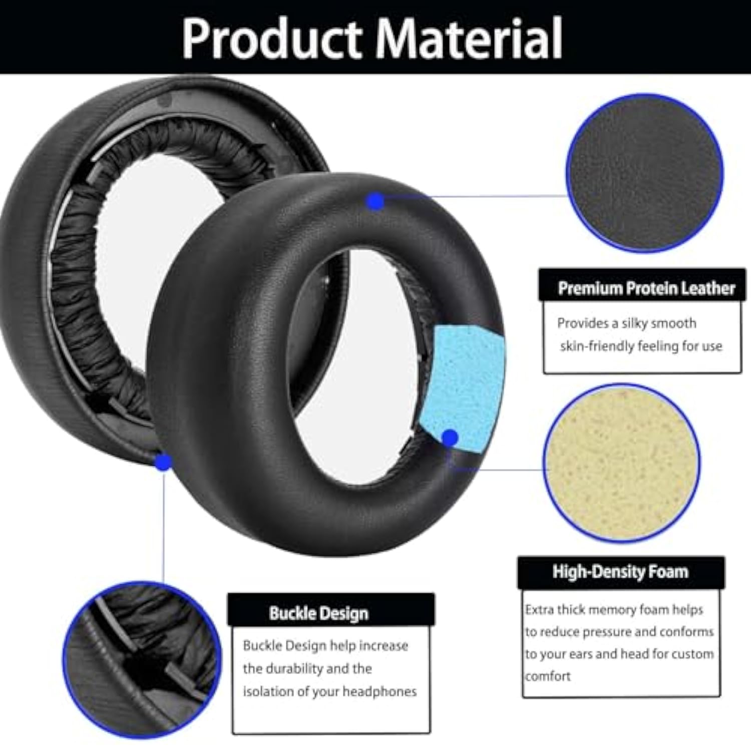 Ps5 Replacement Ear Pads Cushions For Sony Playstation 5 Pulse 3D Ps5 Wireless Headset,Earpad Ear Pads Cushions With Soft Protein Leather,Memory Foam Repair Parts Black